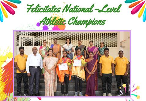 Senthil Public School, Salem, proudly honoured two of its outstanding athletes — Lakshya. S of Class VIII-C and Sanganidhi. V of Class X-D — in a felicitation ceremony held on 16th September 2025 for their remarkable achievements at the CBSE National Level Athletic Meet 2025-26.