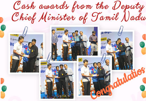 Their exceptional performances have not only won them medals but also well-deserved recognition and cash prizes from the Government of Tamil Nadu.