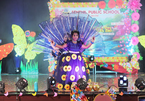 On Friday, 31st October 2025, the students of Classes III to V of Senthil Public School, Salem, celebrated their grand annual cultural fest “Vibranz’25 – Unleash the Spark Within”, at the Kandasamy Convention Hall in the school campus.