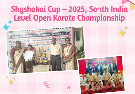 Sachin Desikan of Class V - D has made us proud by winning three individual trophies at the Shyshokai Cup – 2025, South India Level Open Karate Championship, organised by Shyshokai Karate Academy of India.