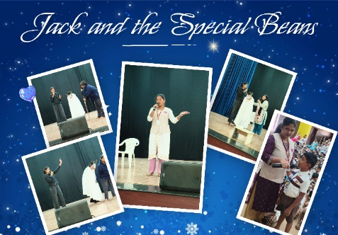 The English teachers of Grade 1 presented a lively and engaging skit on “Jack and the Special Beans.” The students of Grades 1 and 2 witnessed the performance with great enthusiasm and joy.