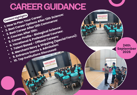 A Career Counselling session was conducted today in the auditorium for Class XI students by Mr. T. Venkata Alagiri, Principal. The session was highly informative and covered all streams in detail.